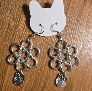 Japanese Flower Chainmail Earrings